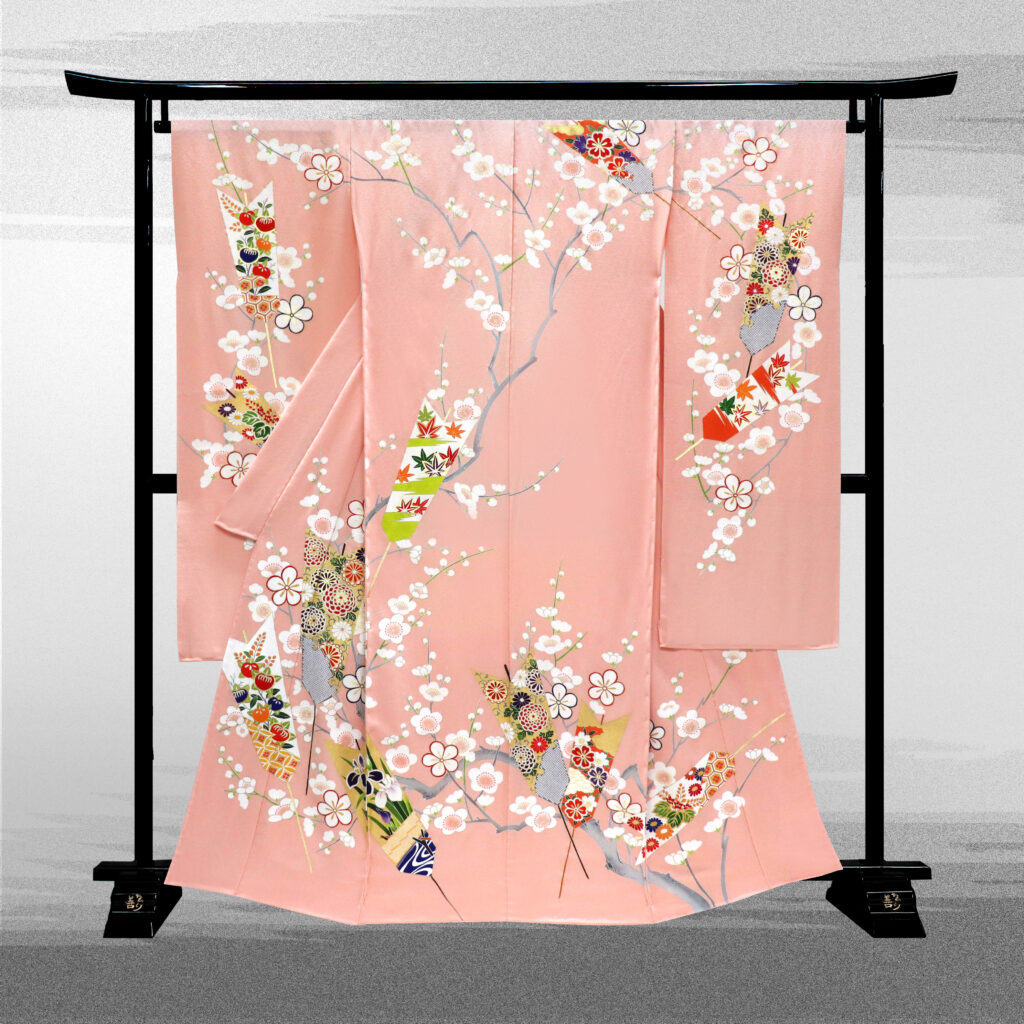 銘品新品】単衣 京都老舗銘店「ゑり善」桜吹雪 ベージュ丹後産「